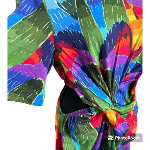 NWT Farm Rio Short-Sleeve Cutout Midi Dress. Size L - Picture 4 of 7